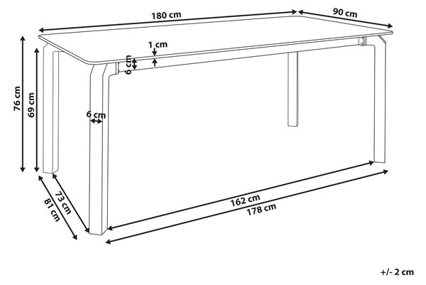 Zahradní jídelní stůl FELETTO 180 cm 90 cm Kámen Černý mramor