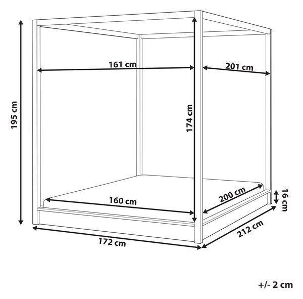 Postel s baldachýnem Dřevo HERLIERE 160 x 200 cm Světle hnědá