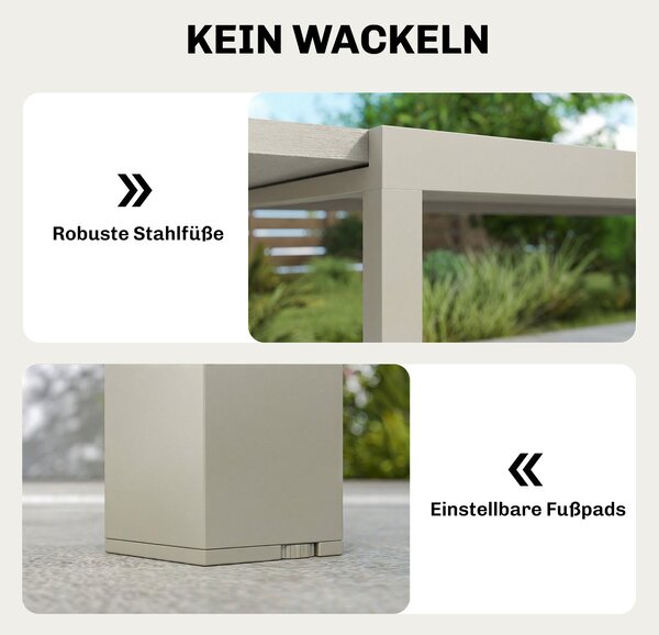 Outsunny rozkládací zahradní stůl, 154–214 × 85 × 75 cm, hliníkový jídelní stůl pro 8–10 osob, obdélníkový stůl na balkon/terasu s dekorem dřeva, odol
