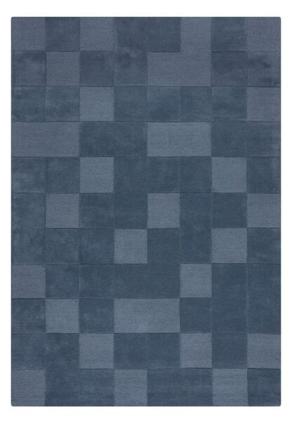 Tmavě modrý ručně tkaný vlněný koberec 120x170 cm Checkerboard – Flair Rugs