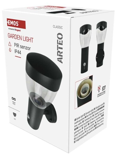 EMOS LED zahradní nástěnné svítidlo, 16,4 x 12 x 29,5 cm, 1 x E27, 15 W 1554000003