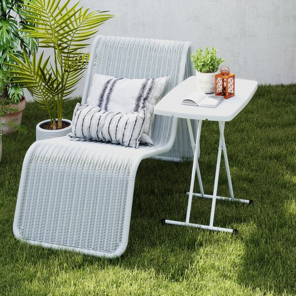 Skládací zahradní stolek Outsunny, nastavitelná výška, plastový balkónový stůl, obdélníkový kávový stolek s nosností 50 kg, 76x50x74H cm pro venkovní