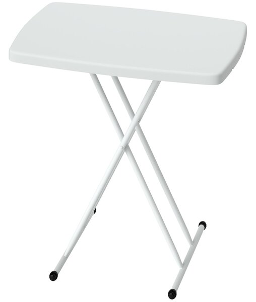 Skládací zahradní stolek Outsunny, nastavitelná výška, plastový balkónový stůl, obdélníkový kávový stolek s nosností 50 kg, 76x50x74H cm pro venkovní