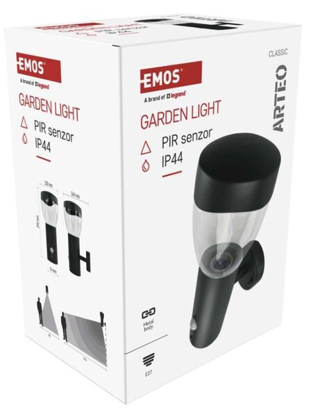 EMOS LED zahradní nástěnné svítidlo, 16,4 x 12 x 29,5 cm, 1 x E27, 15 W 1554000003