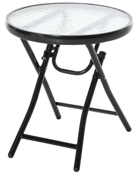 Skládací zahradní stůl Outsunny Ø45cm, odolný metalový balkonový stůl, skládací stůl s vodními vlnami, venkovní jídelní stůl, kulatý boční stůl pro za