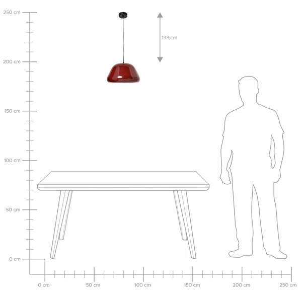 Závěsná lampa JOKU Kov Červená