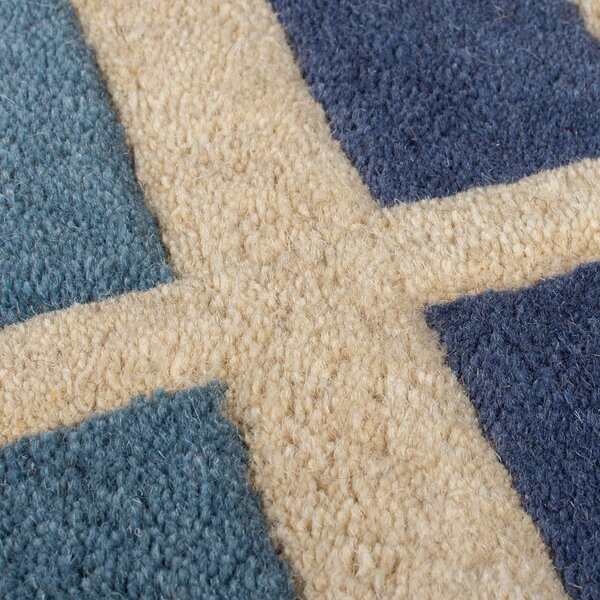 Modro-oranžový ručně tkaný vlněný koberec 80x150 cm Retro Blocks – Flair Rugs