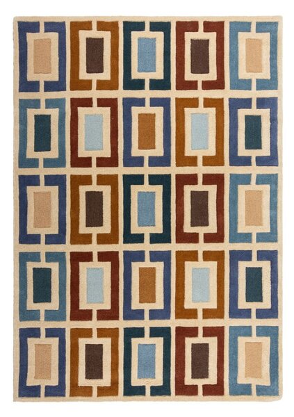 Modro-oranžový ručně tkaný vlněný koberec 120x170 cm Retro Blocks – Flair Rugs
