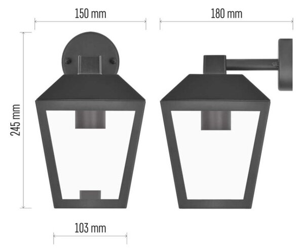 EMOS LED zahradní nástěnné svítidlo, 18 x 15 x 24,5 cm, 1 x E27, 15 W 1554000005