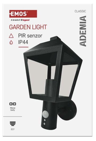 EMOS LED zahradní nástěnné svítidlo s čidlem soumraku, 19,8 x 15 x 29,8 cm, 1 x E27, 15 W 1554000006