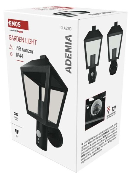 EMOS LED zahradní nástěnné svítidlo s čidlem soumraku, 19,8 x 15 x 29,8 cm, 1 x E27, 15 W 1554000006
