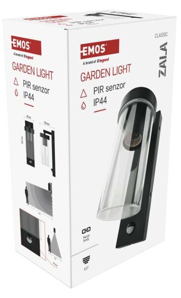 EMOS LED zahradní nástěnné svítidlo s čidlem soumraku, 12,8 x 8 x 27 cm, 1 x E27, 15 W 1554000008