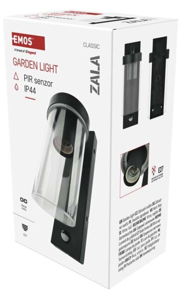 EMOS LED zahradní nástěnné svítidlo s čidlem soumraku, 12,8 x 8 x 27 cm, 1 x E27, 15 W 1554000008