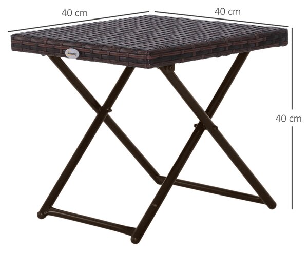 Skládací zahradní stolek Outsunny z poly ratanového materiálu - kávový stolek, stolek pro pohovku, stolek na balkon, zahradní stůl, stůl na čaj, nábyt