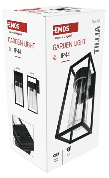 EMOS LED zahradní nástěnné svítidlo, 12,8 x 11 x 27 cm, 1 x E27, 15 W 1554000012