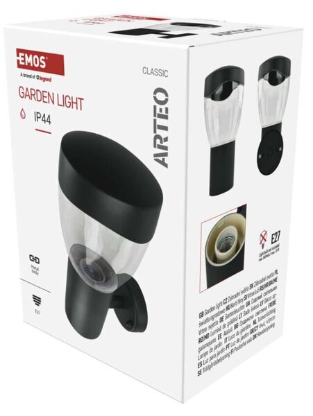 EMOS LED zahradní nástěnné svítidlo, 16,4 x 12 x 23 cm, 1 x E27, 15 W 1554000001