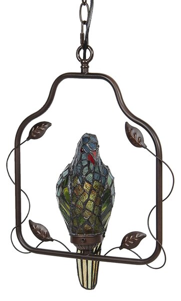 Závěsné vitrážové světlo Tiffany v designu papouška – 40*26*86 cm E14/max 1*25W - Clayre & Eef