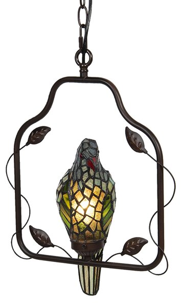 Závěsné vitrážové světlo Tiffany v designu papouška – 40*26*86 cm E14/max 1*25W - Clayre & Eef