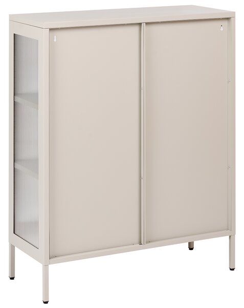 Skleněná vitrína HARLYN 90 cm Kov Béžová