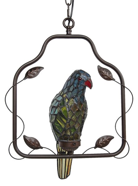 Závěsné vitrážové světlo Tiffany v designu papouška – 40*26*86 cm E14/max 1*25W - Clayre & Eef