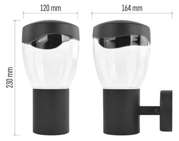 EMOS LED zahradní nástěnné svítidlo, 16,4 x 12 x 23 cm, 1 x E27, 15 W 1554000001