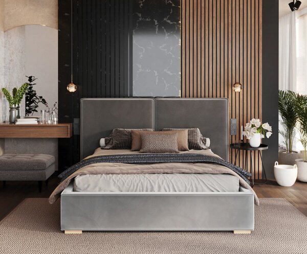 Čalouněná postel DOVER 140x200 cm Anthracite Paris s úložným prostorem kovový rošt