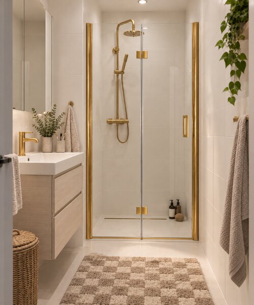 Bezrámové sprchové dveře EXO-H GOLD, 100, 190, Univerzální Levé / Pravé, Čiré bezpečnostní sklo - 6 mm, Zlatá