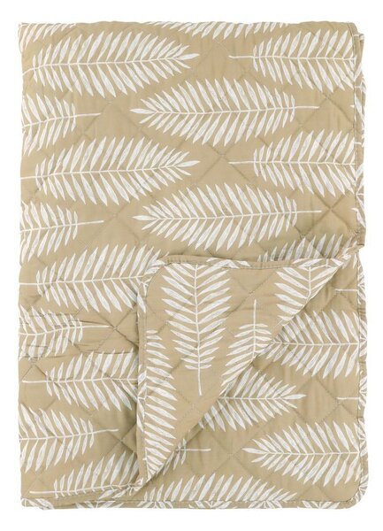 Béžový prošívaný bavlněný přehoz s tropickými listy Aix Quilt - 130*180 cm - Chic Antique