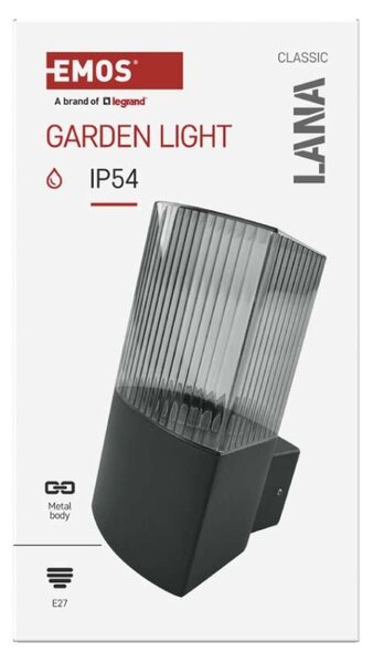 EMOS LED zahradní nástěnné svítidlo, 11,9 x 10,6 x 21,8 cm, 1 x E27, 25 W 1554000013