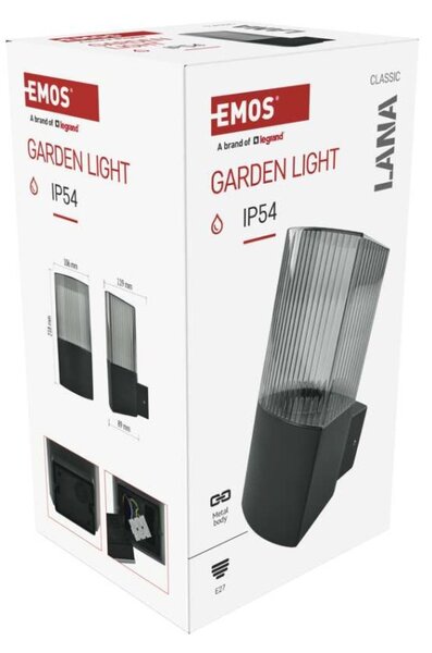 EMOS LED zahradní nástěnné svítidlo, 11,9 x 10,6 x 21,8 cm, 1 x E27, 25 W 1554000013