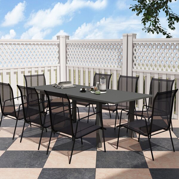 Rozkládací zahradní stůl Outsunny z hliníku 160/220x90 cm, odolný vůči povětrnostním vlivům, stůl na balkon, protiskluzový bufetový stůl pro 6-8 osob