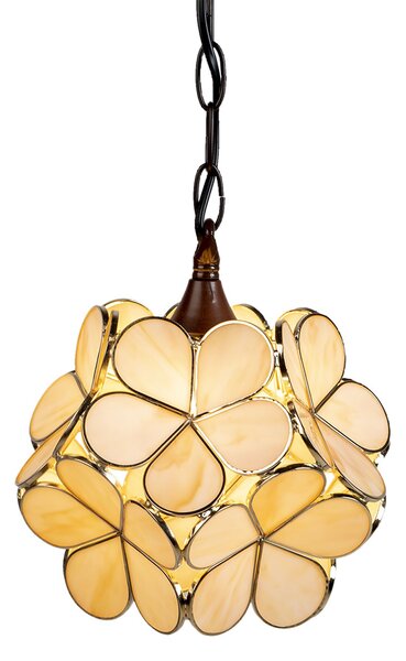 Závěsné žluto krémové světlo Tiffany Bloom - Ø 31*91 cm E14/max 1*40W - Clayre & Eef