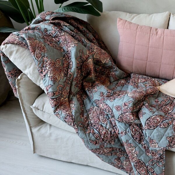 Opálový bavlněný přehoz Paisley vzor Aix Quilt - 130*180 cm - Chic Antique
