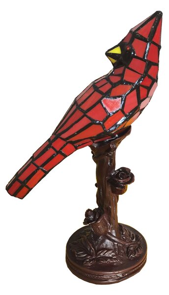Stolní lampa Tiffany Red Parrot - 15*12*33 cm E14/max 1*25W - Clayre & Eef