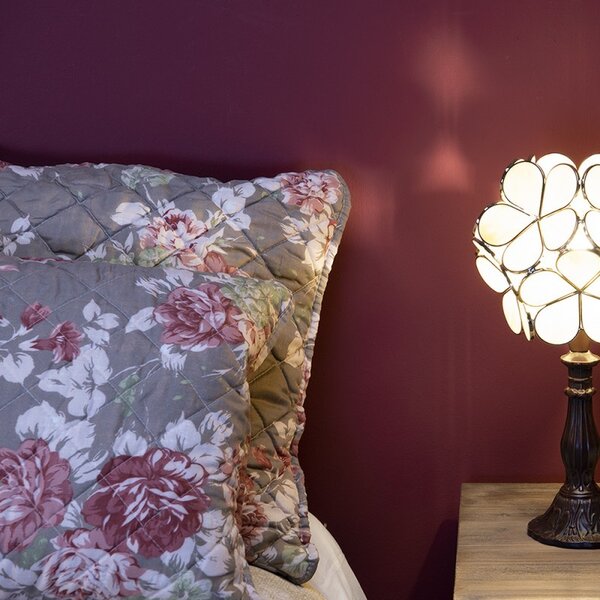 Béžová stolní lampa Tiffany Bloom - 21*21*38 cm E14/max 1*25W - Clayre & Eef