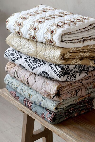Opálový bavlněný přehoz Paisley vzor Aix Quilt - 130*180 cm - Chic Antique