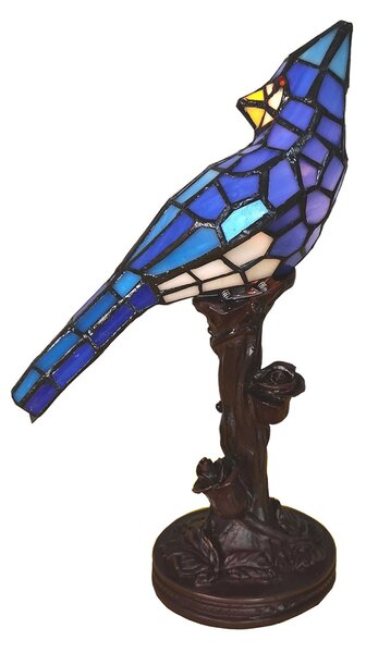 Stolní lampa Tiffany Blue Parrot - 15*12*33 cm E14/max 1*25W - Clayre & Eef
