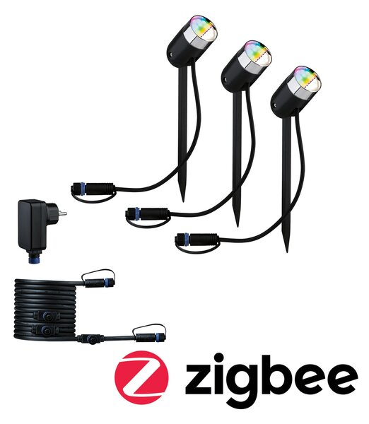 Paulmann 94284 Plug&Shine Pike set zahradních reflektorů LED 3x4W RGBW, ZigBee