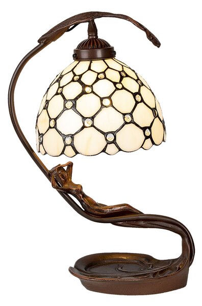 Krémová stolní lampa Tiffany Millie - 28*20*41 cm E14/max 1*25W - Clayre & Eef