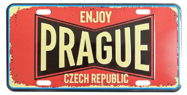 GiftyCity Plechová cedule Prague, rozměr 15 x 30 cm