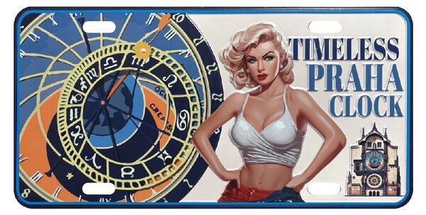 GiftyCity Plechová cedule Clock, rozměr 15 x 30 cm