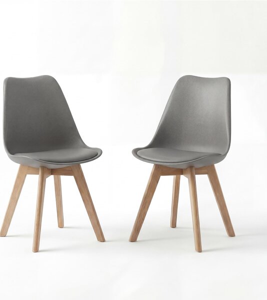 BEALIFE Sada 2 jídelních židlí TB18 | Ergonomické, výška sedáku 45 cm, PP + dřevěné nohy, skandinávský design | Do jídelny a pracovny | Černá/bílá