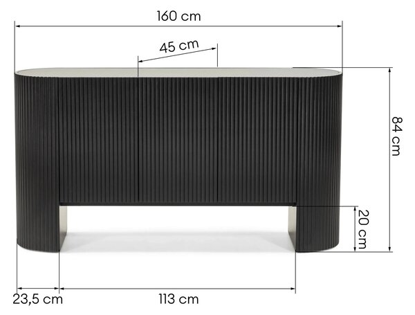 Hector Designová komoda Sansita 160 cm mramor/černá