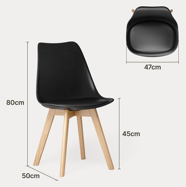 BEALIFE, sada 4 jídelních židlí s dřevěnými nohami | Ergonomické, výška sedáku 45 cm, snadná údržba (PP) | Pro domácnost, kancelář a restauraci | Černá/bílá/šedá