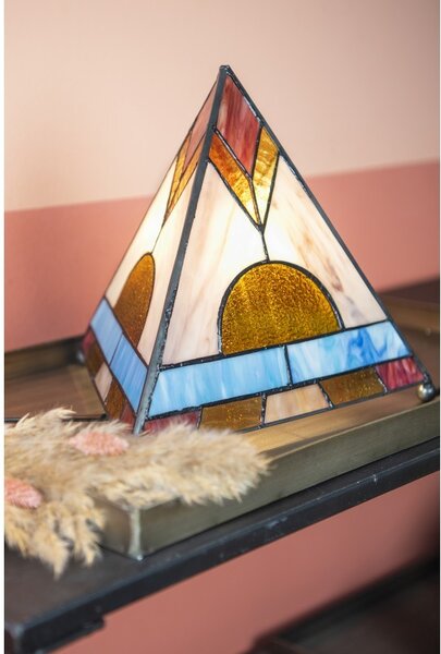 Stolní lampa Tiffany ve tvaru pyramidy - 26*26*30 cm - Clayre & Eef