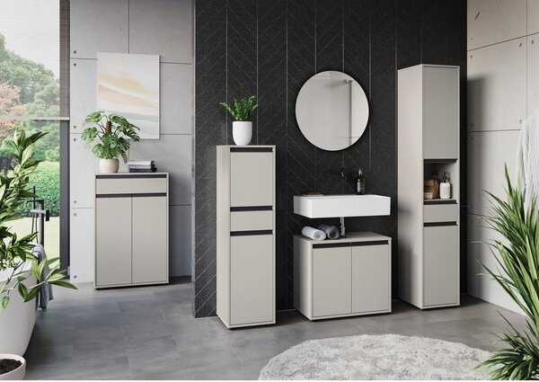 Šedá vysoká úzká koupelnová skříňka 33x121 cm Lemont – Germania