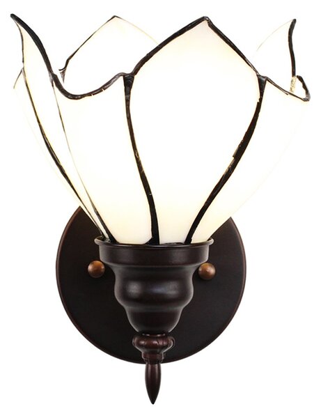 Bílá nástěnná Tiffany lampa ve tvaru květu Folwia - 23*17*19 cm E27/max 1*40W