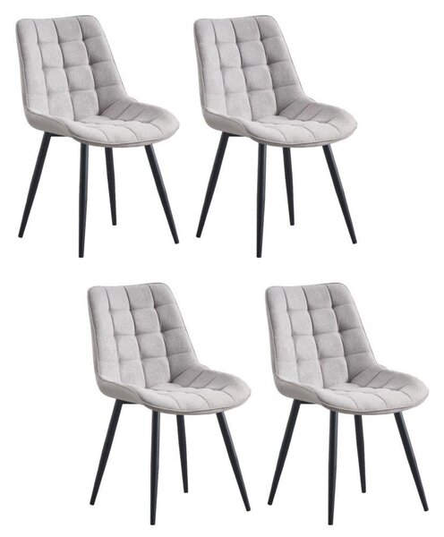 CasaDolce jídelní židle ABSY, světle šedá, sada 4 kvalitních pohodlných židlí, P53xŠ55xV88 cm