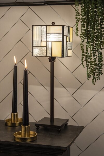 Stolní lampa Tiffany Cubio - 13*13*18 cm E14/max 1*25W - Clayre & Eef