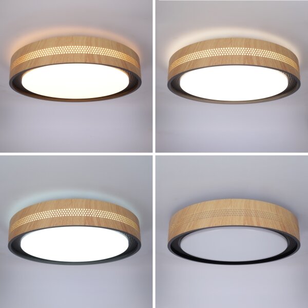 Brilagi - LED Stmív. strop. svítidlo COCI LED/48W/230V pr. 39 cm dřevo/černá+DO